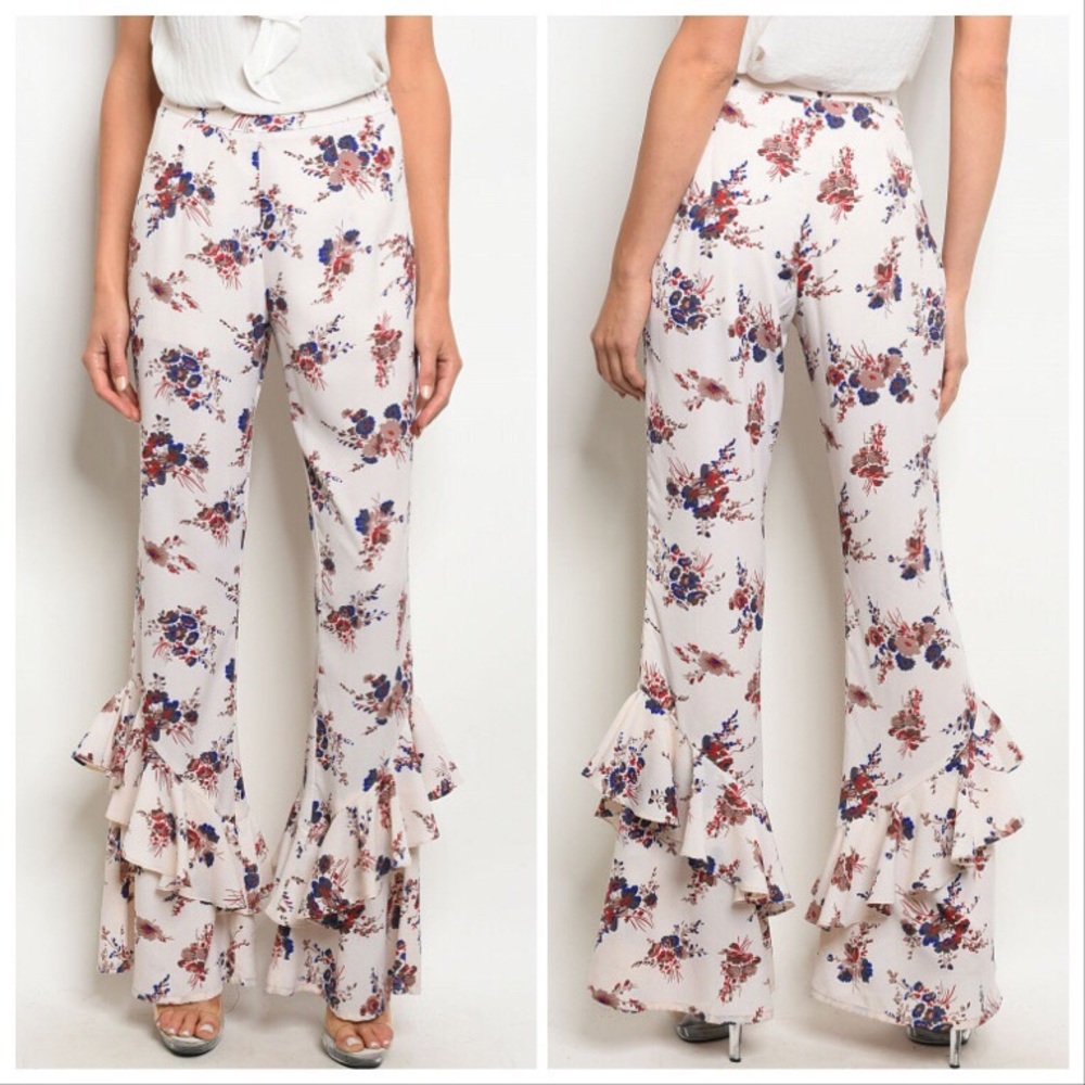 Ruffle Flared Flower Child Pants - Picture 3 of 7